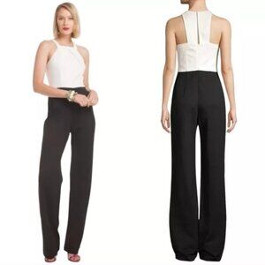 Trina Turk Black and White Naima Halter Jumpsuit Size 12